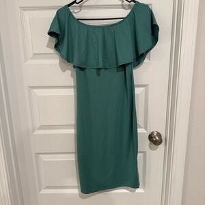 Elegant Teal Off-Shoulder Dress